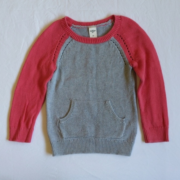 oshkosh b'gosh raglan sleeve cotton knit sweater with pocket 3T toddler girls - Picture 1 of 6